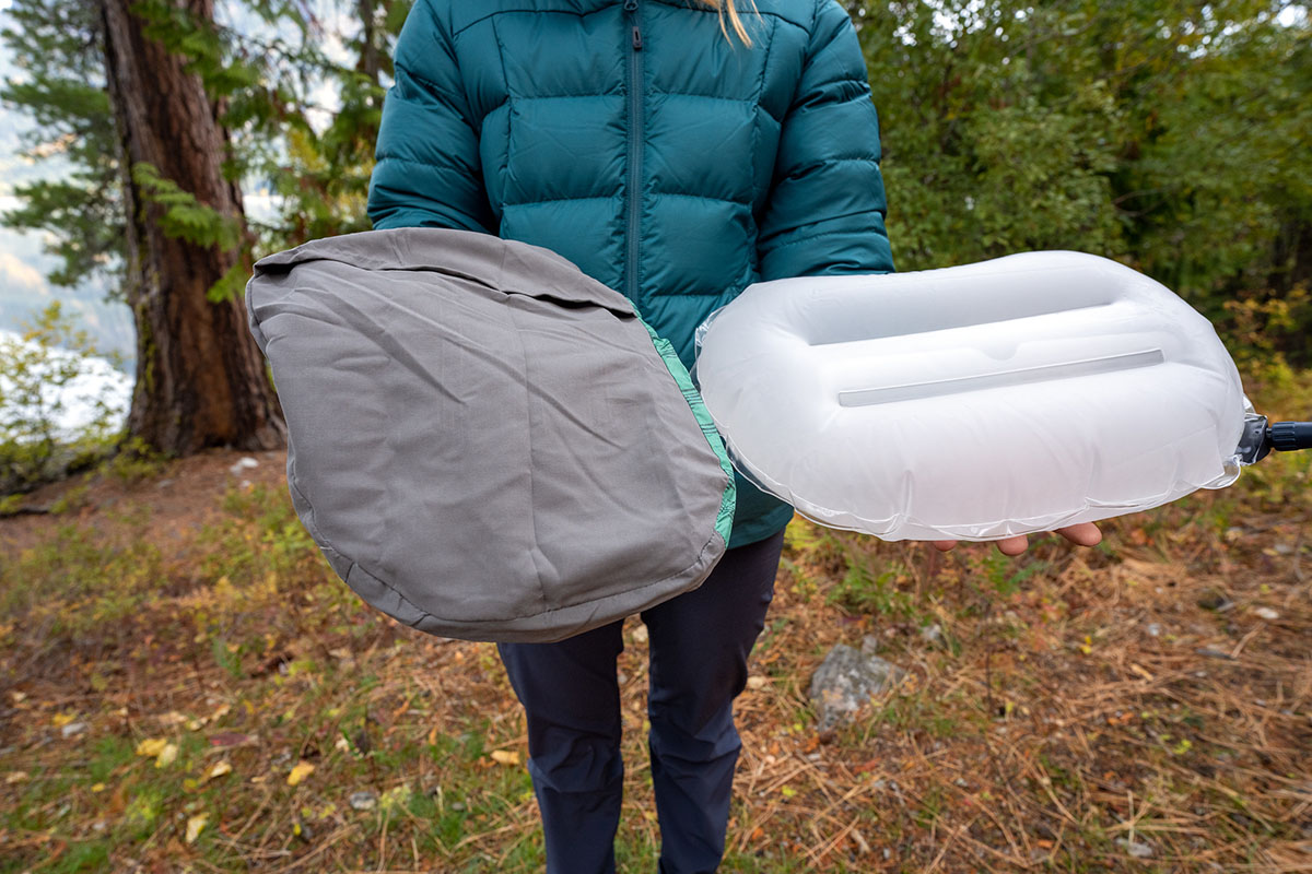 Backpacking pillow (Sea to Summit Aeros Ultralight cover removed from air bladder)